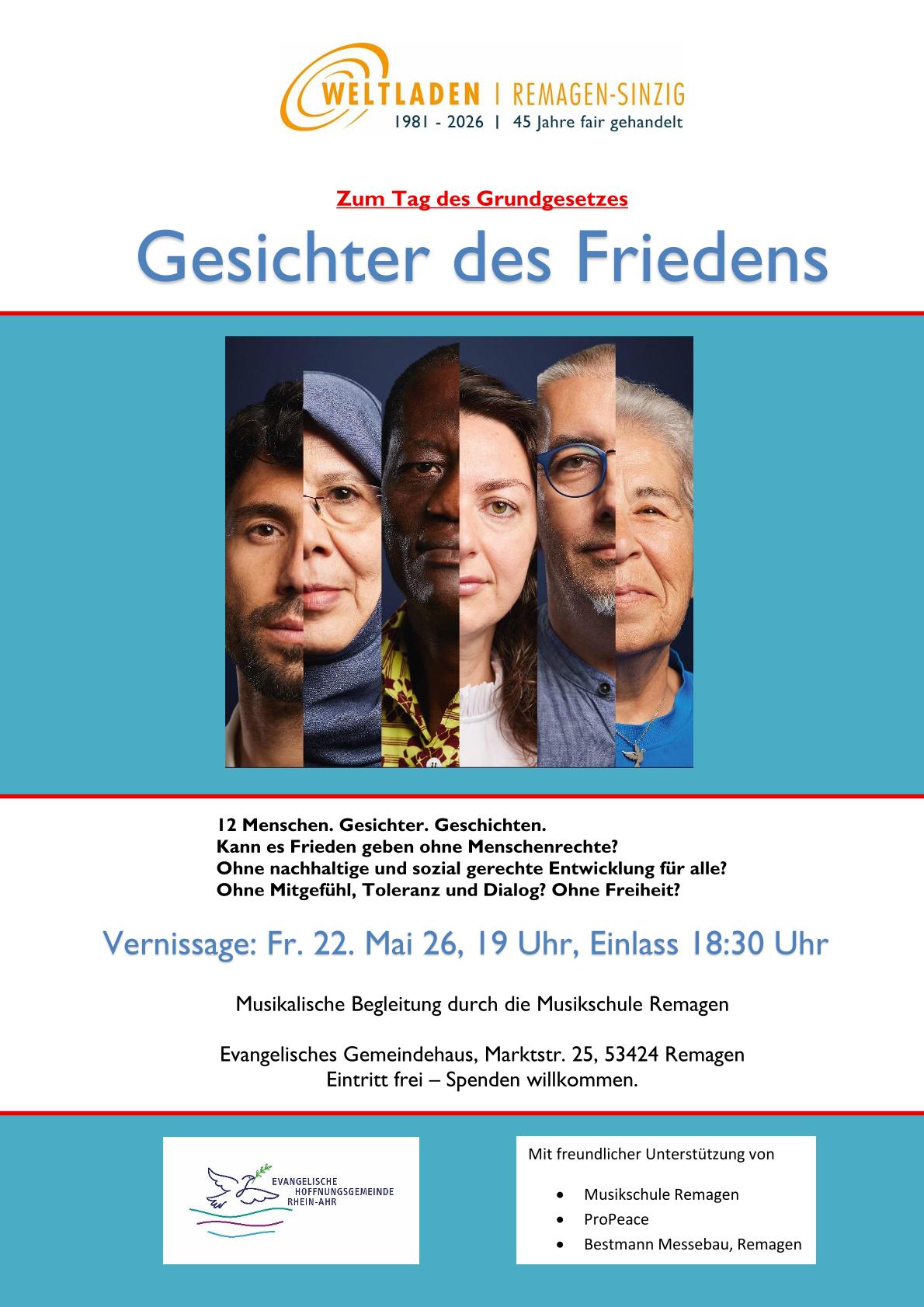 Plakat Ausstelllung Mai 26-1 (c) Gesichter des Friedens Plakat Ausstellung Mai 26 Plakat Ausstelllung Mai 26-1